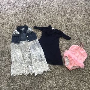 4t bundle dress lace dusted and tutu bathing suit